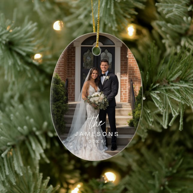 Adorno De Cerámica Foto personalizada de nombre de familia (Árbol)