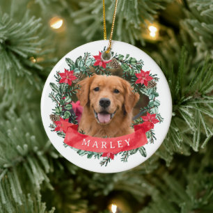 Adorno De Cerámica Foto personalizada de perro con corona de nombre