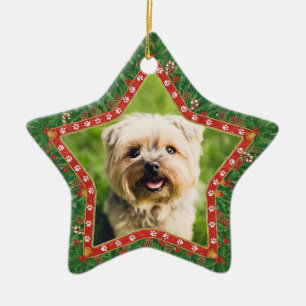 Adorno De Cerámica Foto personalizada de perro en forma de estrella p