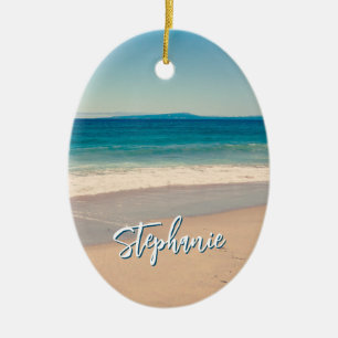 Adorno De Cerámica Foto personalizada de playa Océano Azul Escénico