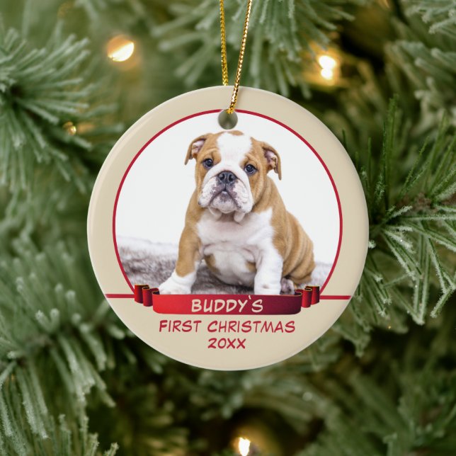 Adorno De Cerámica Foto personalizada de un Mascota de los primeros N (Árbol)