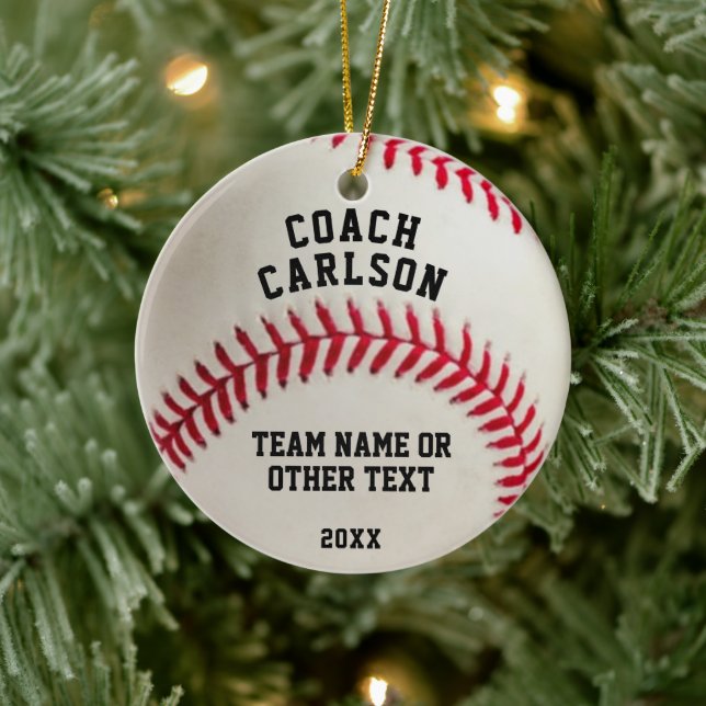 Adorno De Cerámica Foto personalizada del entrenador de béisbol Ball  (Árbol)