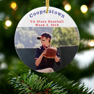Adorno De Cerámica Foto personalizada del jugador de béisbol de Coope