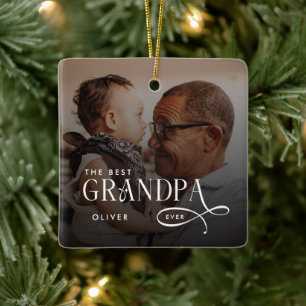 Adorno De Cerámica Foto Personalizada del Mejor Abuelo Moderno