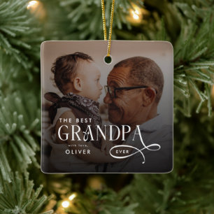 Adorno De Cerámica Foto Personalizada del Mejor Abuelo Moderno