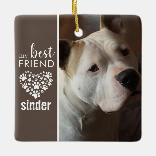 Adorno De Cerámica Foto personalizada del mejor amigo Mascota de perr (Anverso)