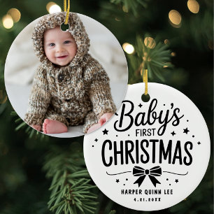 Adorno De Cerámica Foto Personalizada del Primer Navidad del Bebe