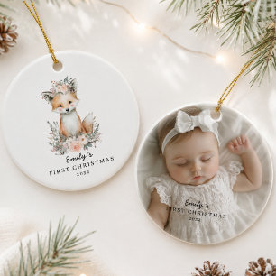Adorno De Cerámica Foto personalizada del primer Navidad del bebé Zor