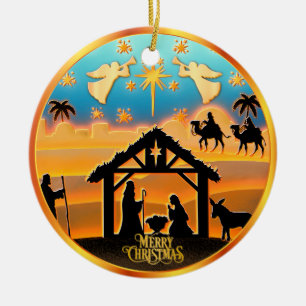 Adorno De Cerámica Foto personalizada "Feliz Navidad" Natividad