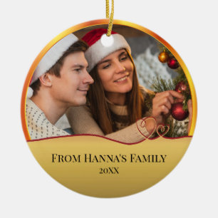 Adorno De Cerámica Foto personalizada "Feliz Navidad" Natividad