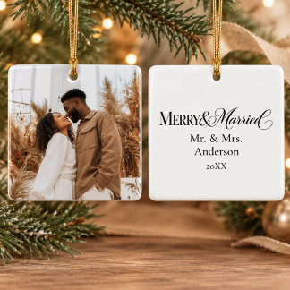 Adorno De Cerámica Foto Personalizada Feliz y Casada