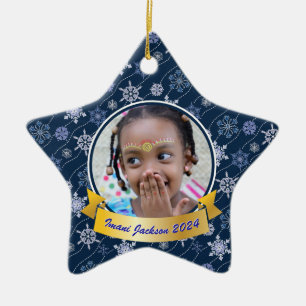 Adorno De Cerámica Foto personalizada Forma de estrella azul de la ma