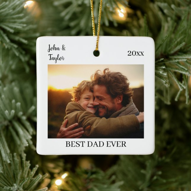Adorno De Cerámica Foto personalizada | Mejor regalo de papá | Navida (Árbol)