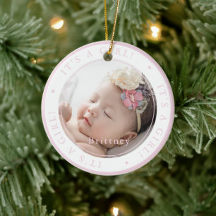 Adorno De Cerámica Foto personalizada nacimiento niña ocasión simple