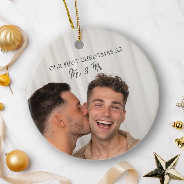 Adorno De Cerámica Foto personalizada Nuestro primer Sr. y Sr. Navida (Subido por el creador)