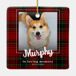 Adorno De Cerámica Foto personalizada Plaid Rojo Festivo Memorial de 