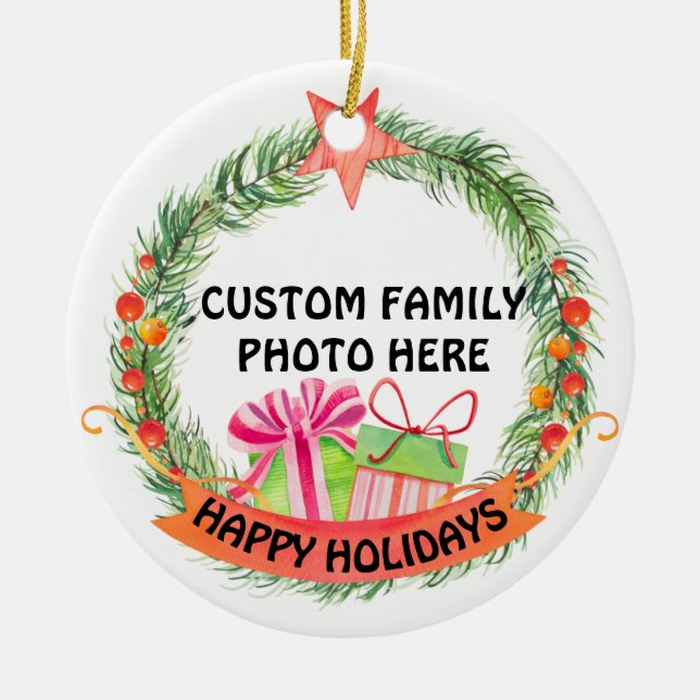 Adorno De Cerámica Foto personalizado Árbol de Navidad personalizado (Frente)