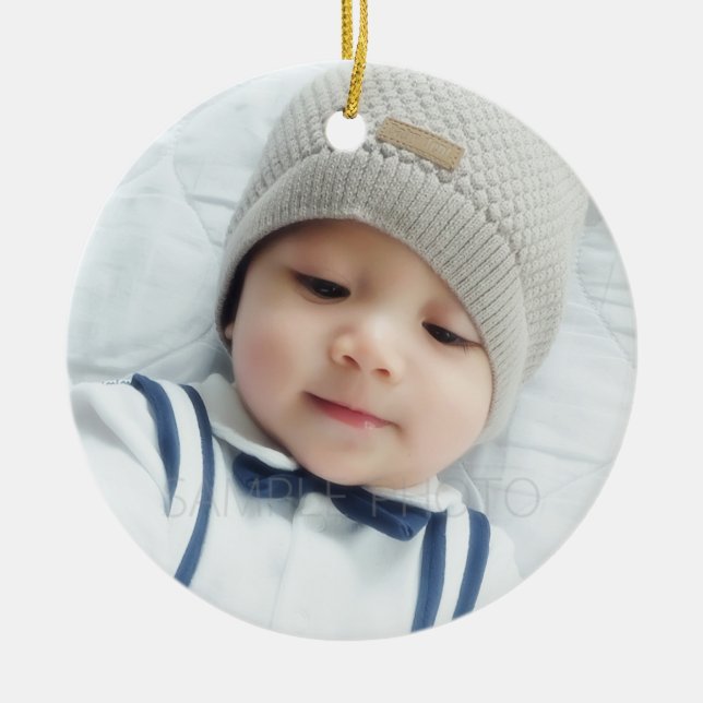 Adorno De Cerámica Foto personalizado con monograma (Frente)