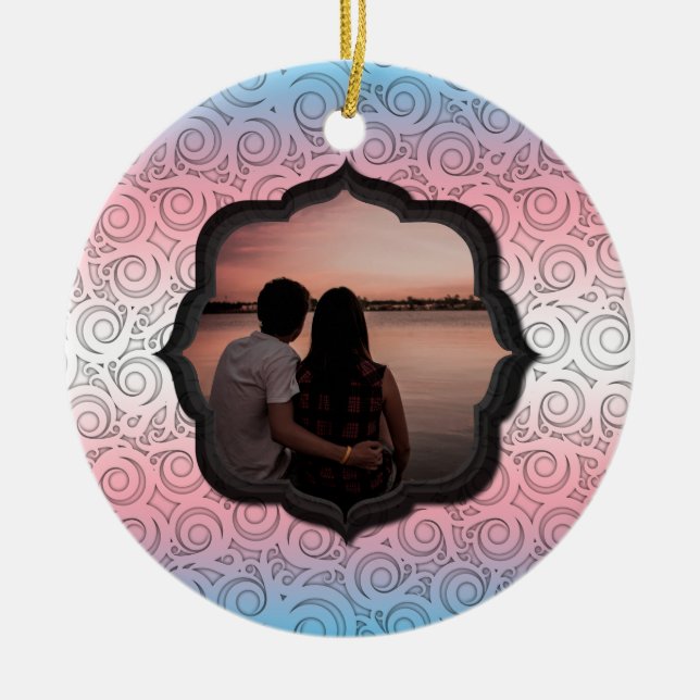 Adorno De Cerámica Foto personalizado de Chistmas Transgénero LGBTQ (Frente)