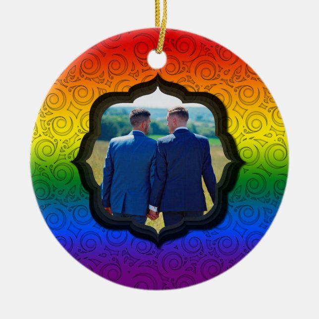 Adorno De Cerámica Foto personalizado Gay Gay Gay Rainbow Primas (Frente)