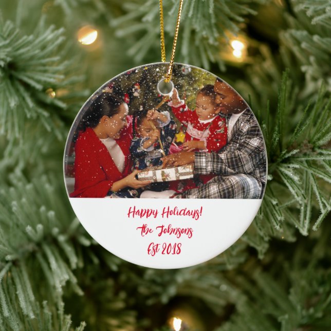 Adorno De Cerámica FOTO personalizado NAVIDAD ORNAMENTE (Árbol)