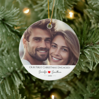 Adorno De Cerámica Foto personalizado Nuestra primera Navidad comprom