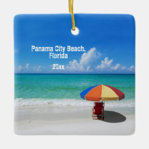 Adorno De Cerámica Foto personalizado Panamá City Beach Umbrellas