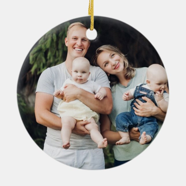 Adorno De Cerámica Foto personalizado personalizada y texto azul Hanu (Atrás)