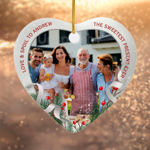 Adorno De Cerámica Foto personalizado Primer Navidades Nuevos abuelos