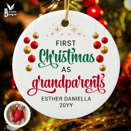 Adorno De Cerámica Foto personalizado PRIMERA NAVIDAD COMO ABUELOS