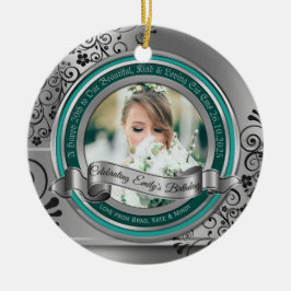 Adorno De Cerámica Foto Plata Flourier Elegante Banner Turquoise