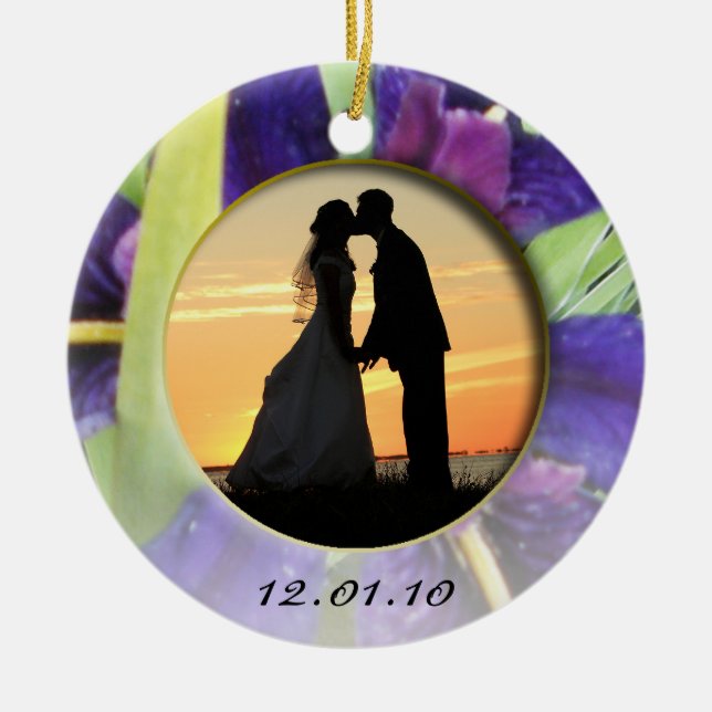 Adorno De Cerámica Foto púrpura del iris del agua (Frente)