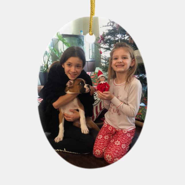 Adorno De Cerámica Foto: Red Merry Christmas PERSONALIZE (Frente)