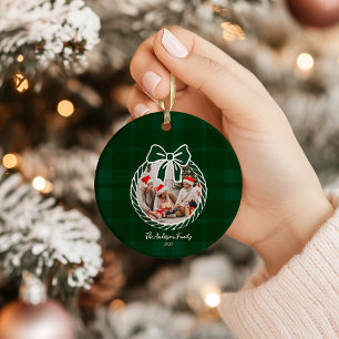 Adorno De Cerámica Foto Retro Cuadro Verde Navideño Caprichoso