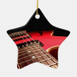 Adorno De Cerámica Foto roja brillante de la guitarra eléctrica