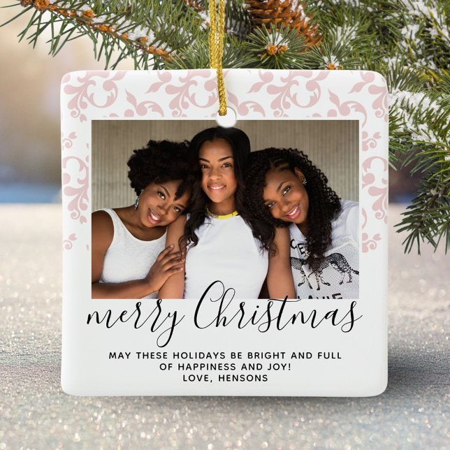 Adorno De Cerámica Foto rosa Rococo Feliz Navidad (Subido por el creador)