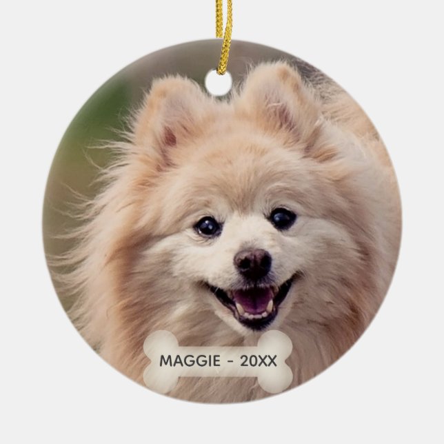 Adorno De Cerámica Foto simple de perro de Personalizado Pomerania (Frente)