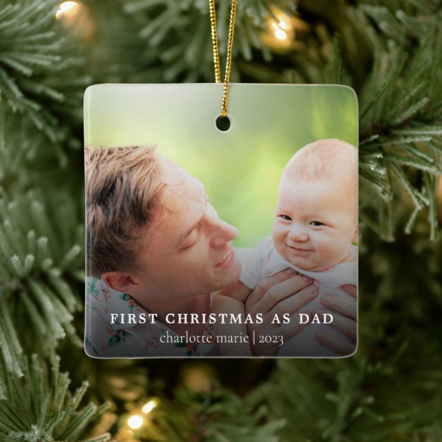 Adorno De Cerámica Foto simple Primera Navidad como papá (Árbol)