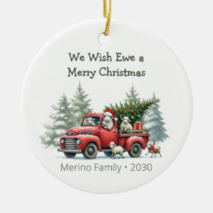 Adorno De Cerámica Foto temática de Rustic Sheep Red Truck