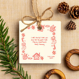Adorno De Cerámica Foto: Temprano mensaje de Navidades de Doodle Rojo
