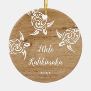 Adorno De Cerámica FOTO Tortugas Blancas   Mele Kalikimaka