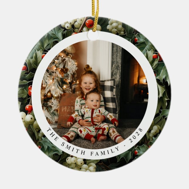 Adorno De Cerámica Foto tradicional de vacaciones de Holly Verde (Frente)