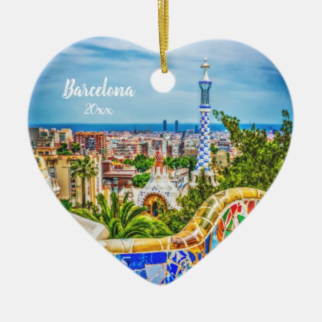 Adorno De Cerámica Foto única de arte moderno de Barcelona (Frente)