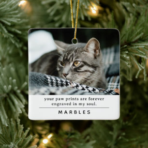 Adorno De Cerámica Foto y cita conmemorativa de gato doméstico modern