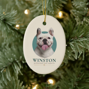 Adorno De Cerámica Foto y nombre de perro personalizados