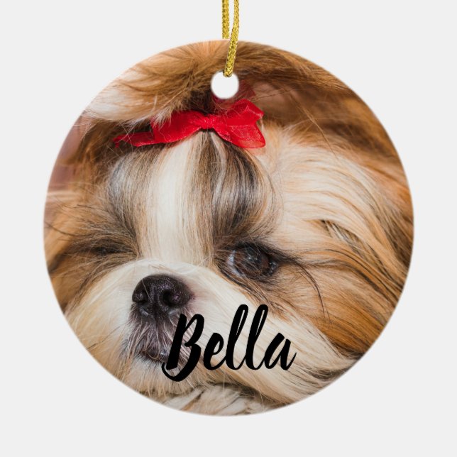 Adorno De Cerámica Foto y nombre del personalizado de cachorro de per (Frente)