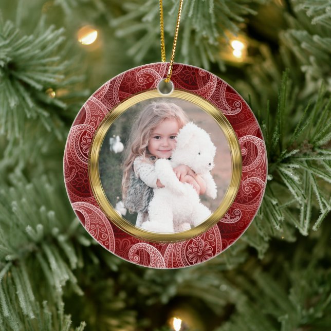 Adorno De Cerámica Foto y texto de la Personalizado de la Red Paisley (Árbol)