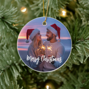 Adorno De Cerámica Foto y Texto Personalizados Navidad 2025 Personali