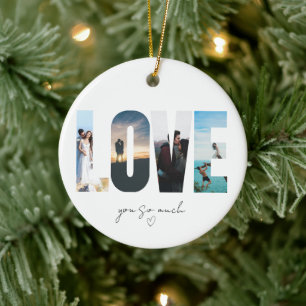ADORNO DE CERÁMICA FOTOCOLAGE DE NAVIDAD DE AMOR