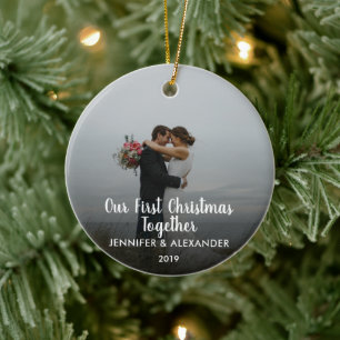 Adorno De Cerámica Fotografía casada de la primera Navidad juntos